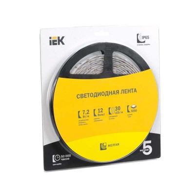 Лента светодиодная LED LSR-5050Y30-7.2-IP65-12V жел. (уп.5м) ИЭК LSR2-4-030-65-1-05