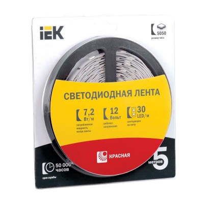 Лента светодиодная LED LSR-5050R30-7.2-IP20-12V красн. (уп.5м) ИЭК LSR2-6-030-20-1-05