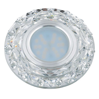 Светильник декоративный Luciole DLS-L130 GU5.3 CHROME/CLEAR GU5.3 встраив. доп. светодиод. подсветка 3Вт без лампы основание метал. хром отделка стекло бел. Fametto UL-00002711