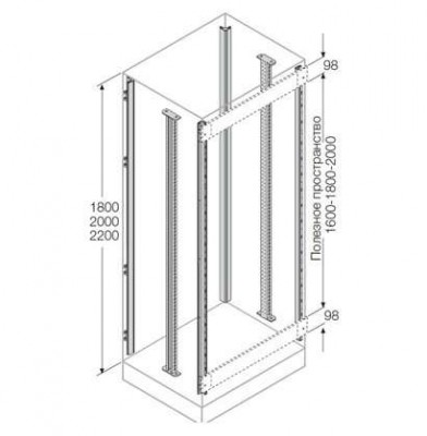 Комплект стоек каркаса для установки ячеек H=2200мм (4 стойки+2 промежут. стойки) ABB EM2202