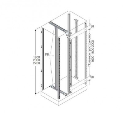 Комплект стойки каркаса для ячеек каб. секции H=1800м (уп.7шт) ABB EM1803