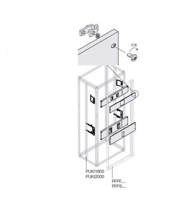 Комплект горизонт. XT3 3/4P FIX поворот. рук. W=600мм ABB 1STQ007810A0000