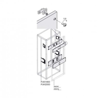 Комплект T5 3/4P выкат. поворот. рук. 400А W=600мм ABB 1STQ007865A0000