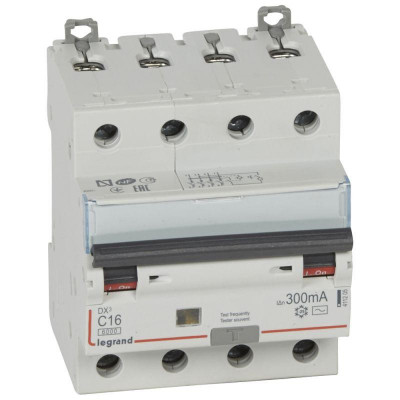 Выключатель автоматический дифференциального тока 4п C 16А 300мА тип AC 10кА DX3 Leg 411205