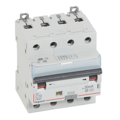 Выключатель автоматический дифференциального тока 4п C 10А 30мА тип A 10кА DX3 Leg 411233