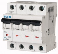 Выключатель автоматический модульный 4п D 20А 6кА PL6-D20/4 EATON 166545