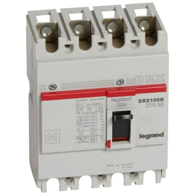 Выключатель автоматический 4п 100А 20кА DRX125 термомагнитн. расцеп. Leg 027038