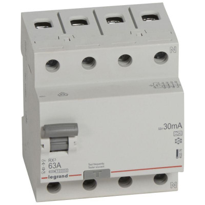 Выключатель дифференциального тока (УЗО) 4п 63А 30мА тип A RX3 Leg 402076