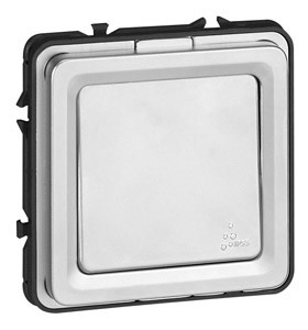 Переключатель проходной 1-кл. Soliroc 10А IP55 250В 10AX IK10 хром Leg 077811