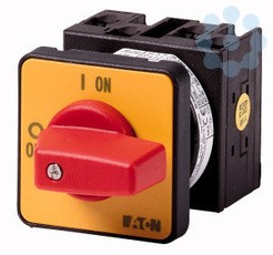 Переключатель кулачковый 3P+N Ie=12А пол.0-1 90град. 48х48мм T0-2-8900/E-RT красн. ручка EATON 207399