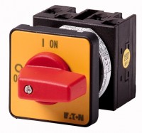 Переключатель кулачковый 3P+N Ie=12А пол.0-1 90град. 48х48мм T0-2-8900/E-RT красн. ручка EATON 207399