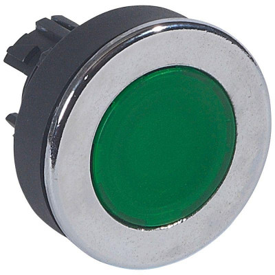 Головка кнопки с потайным толкателем с инд. d30мм зел. Osmoz Leg 024049