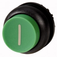 Головка кнопки M22S-DRH-G-X1 выступающая с фикс. зел.; черн. лицевое кольцо EATON 216678