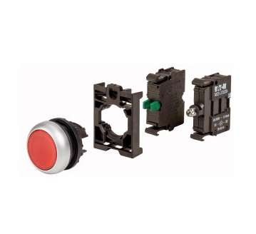 Кнопка без фиксации с подсветкой 1НО 230В AC M22-DL-R-K10LED230-BVP красн. EATON 132605