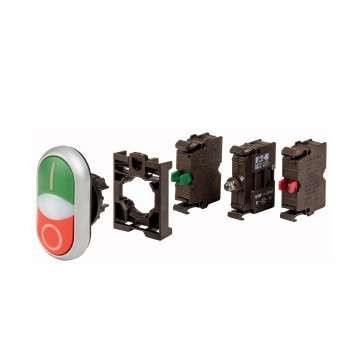 Кнопка двойная 1НО 1НЗ 24В DC без фикс. с подсветкой M22-DDL-GR-X1/X0-K1001LED-BVP EATON 132625