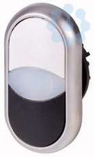Кнопка сдвоенная с сигнальной лампой без фикс. M22-DDL-WS бел./черн. EATON 216704