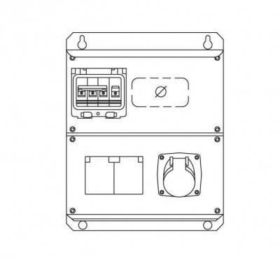 Бокс M16/1 CTFL с розетками и фланцами в сборе металл IP44 ABB 2CMA100019R1000