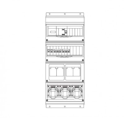 Бокс MPR16/3MS с розетками в сборе IP44 пластик ABB 2CMA168982R1000