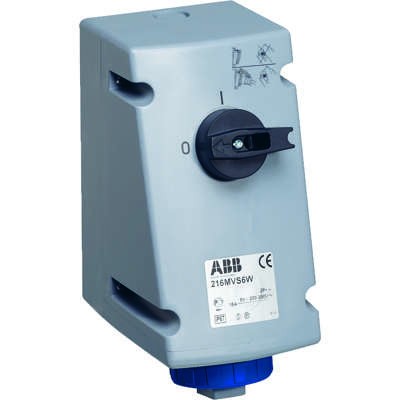 Розетка 216MVS4W 16А 2P+E 4ч с выкл. и мех. блокировкой IP67 ABB 2CMA167823R1000