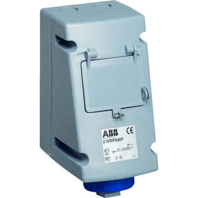 Розетка 232RPR6W 32А 2P+E 6ч с УЗО IP67 ABB 2CMA168347R1000