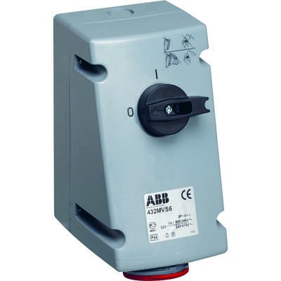 Розетка 332MVS6 32А 3P+E 6ч с выкл. и мех. блокировкой IP44 ABB 2CMA167700R1000