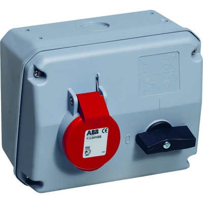 Розетка 332MHS6 32А 3P+E 6ч с выкл. и мех. блокировкой IP44 ABB 2CMA167677R1000