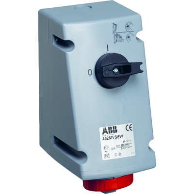 Розетка 432MVS6W 32А 3P+N+E 6ч с выкл. и мех. блокировкой IP67 ABB 2CMA167888R1000