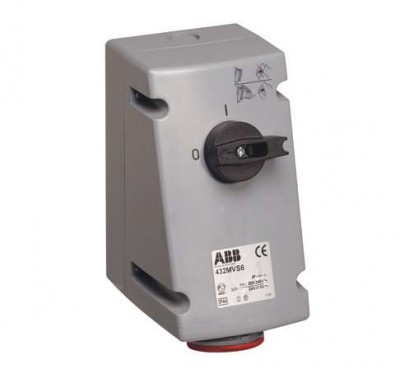 Розетка 432MVS6 32А 3P+N+E 6ч с выкл. и мех. блокировкой IP44 ABB 2CMA167709R1000