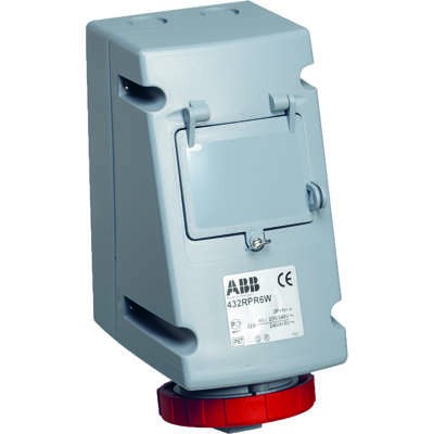 Розетка 316RPR6W 16А 3P+E 6ч с УЗО IP67 ABB 2CMA168332R1000