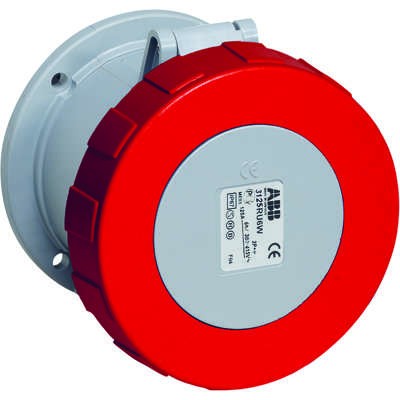 Розетка панельная 3125RU6W 125А 3P+E 6ч с прямым унифицир. фланцем IP67 ABB 2CMA167136R1000