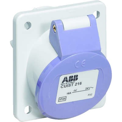 Розетка панельная CUIST216-12 2P 16А 40-50В AC с угловым фланцем IP44 ABB 2CMA179314R1000