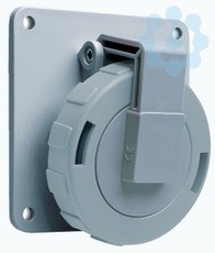 Розетка панельная 216RAU3W 16А 2P+E 3ч с угловым фланцем IP67 ABB 2CMA166992R1000