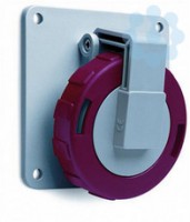 Розетка панельная 432RAU6W 32А 3P+N+E с угловым фланцем IP67 ABB 2CMA166982R1000