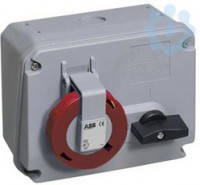 Розетка 332MHS6W 32А 3P+E с выкл. и мех. блокировкой IP67 ABB 2CMA167856R1000