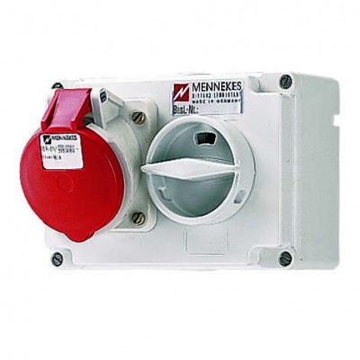 Розетка с выкл. и блокир. 5п 16А 400В IP44 Mennekes 7276