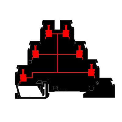 Клемма D4/6.T1 3-уровневая клемма все зажимы соединены перемычкой винт. 4кв.мм черн. ABB 1SNA199219R0300
