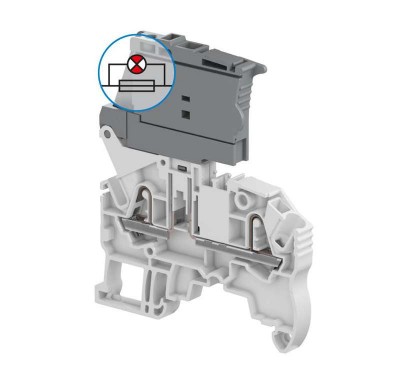 Клемма втычная ZK2.5-SF-R1 держатель предохранителя 5х20мм 2.5кв.мм индикатор сгор. предохр. 24-110В AC/DC 2 зажима сер.
