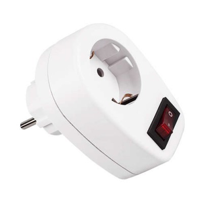 Переходник евро AD-1GS 16А/3.5кВт с выкл. з/к JAZZway 4897062853387