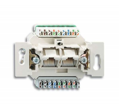 Механизм розетки компьютерной 2-м UAE RJ45 кат.6E неэкранир. 8/8п раздельно до 250МГц ABB 2CKA000230A0400