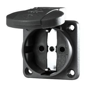 Розетка Schuko 16А 2P+E безвинт. клеммы IP54 черн. Mennekes 11012
