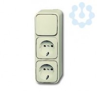 Блок из 1-кл. переключателя и 2-х розеток SCHUKO для откр. монтажа серия Busch-Duro 2000 AP сл. кость ABB 2CKA001686A0013