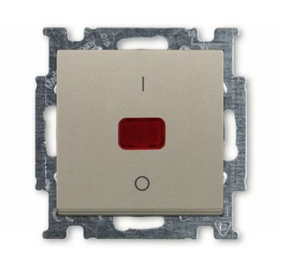 Механизм выключателя 1-кл. 2п СП Basic 55 20А IP20 250В с клавишей с линзой с неон. лампой с маркир. I/O шампань ABB 2CKA001020A0091