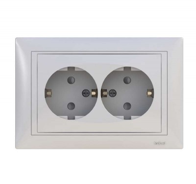 Розетка 2-м СП Novus 16А защ. шторки с заземл. бел. LEDARD 6078660