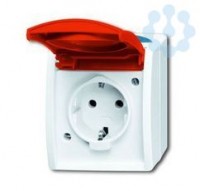 Розетка 1-м ОП Ocean 16А IP44 250В Schuko с красн. крышкой сер./син./зел. ABB 2CKA002083A0825