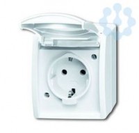 Розетка 1-м ОП Ocean 16А IP44 250В Schuko с полем для надписи альп. бел. ABB 2CKA002083A0831