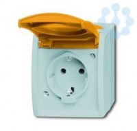 Розетка 1-м ОП Ocean 16А IP44 250В Schuko с оранж. крышкой сер./син./зел. ABB 2CKA002083A0820