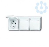 Розетка 3-м ОП Ocean 16А IP44 250В Schuko с полем для надписи альп. бел. ABB 2CKA002084A0716