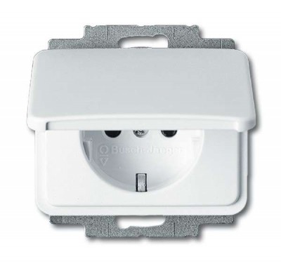 Розетка Schuko Alpha nea 16А 250В с защ. крышкой бел. матовый ABB 2018-0-0711