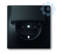 Розетка 1-м СП Impuls 16А IP20 250В Schuko с крышкой черн. бархат ABB 2CKA002018A1496