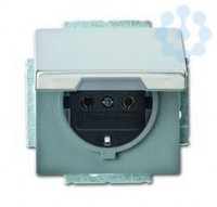 Розетка 1-м СП Pure 16А IP21 250В Schuko с крышкой сталь ABB 2CKA002018A1490